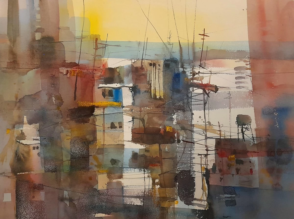 'URBANSCAPE' watercolor on paper, 2025