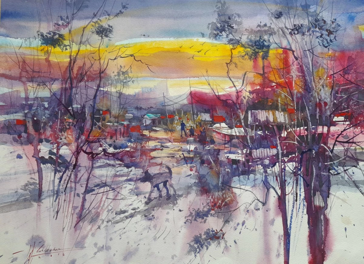 'RURAL IMPRESSION' watercolor on paper, 2025