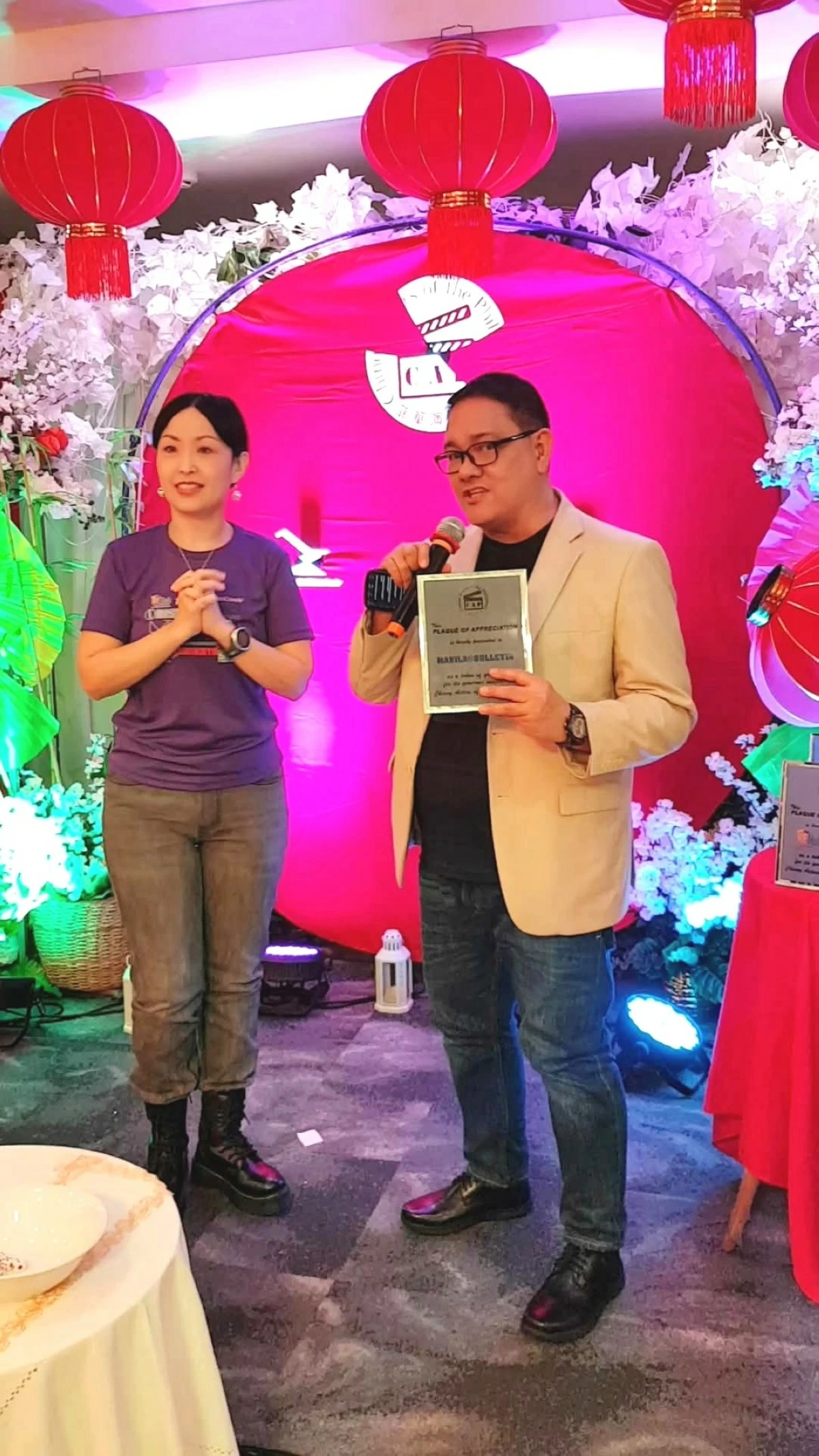 Diane Pascual and Robert Requintina, Manila Bulletin Entertainment Editor