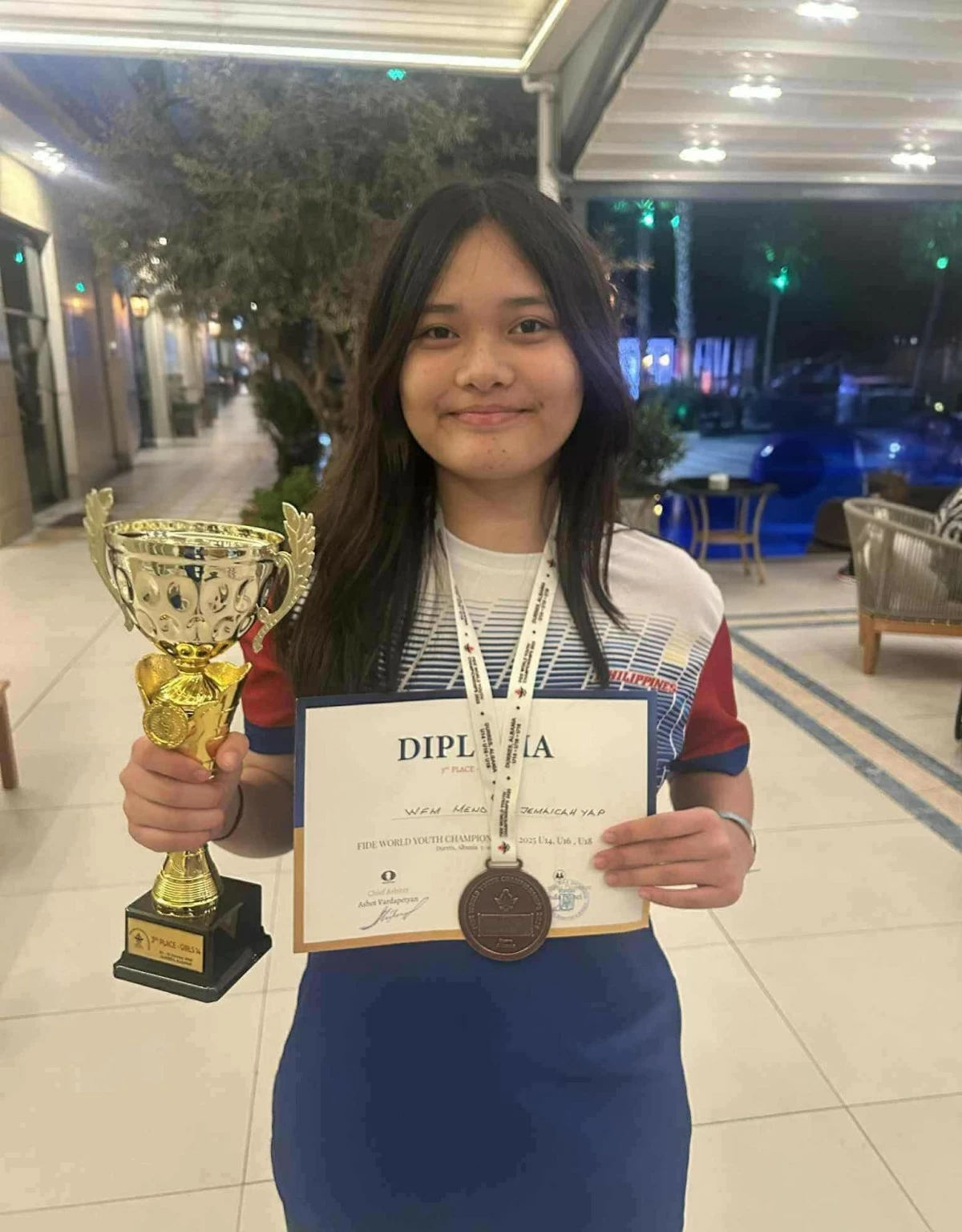 Mendoza settles for bronze in world youth chess tilt