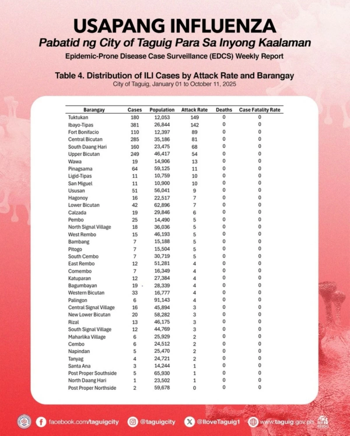 ILI report by the Taguig City government (Photo from the Taguig City government)