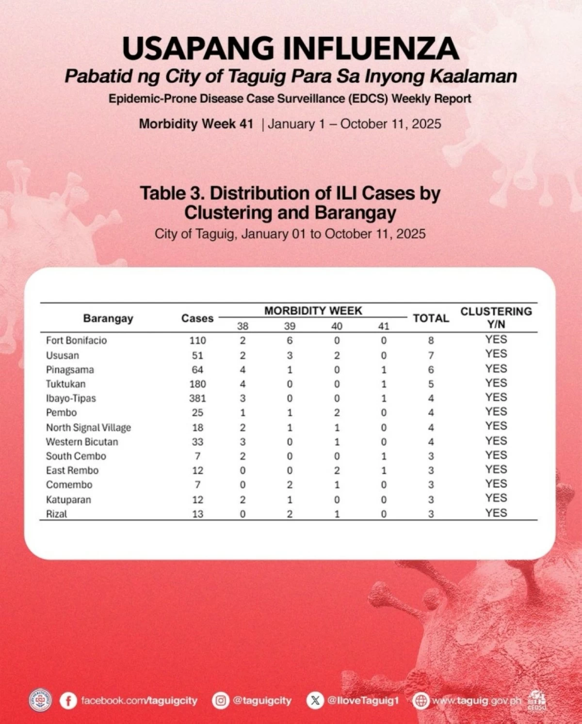ILI report by the Taguig City government (Photo from the Taguig City government)