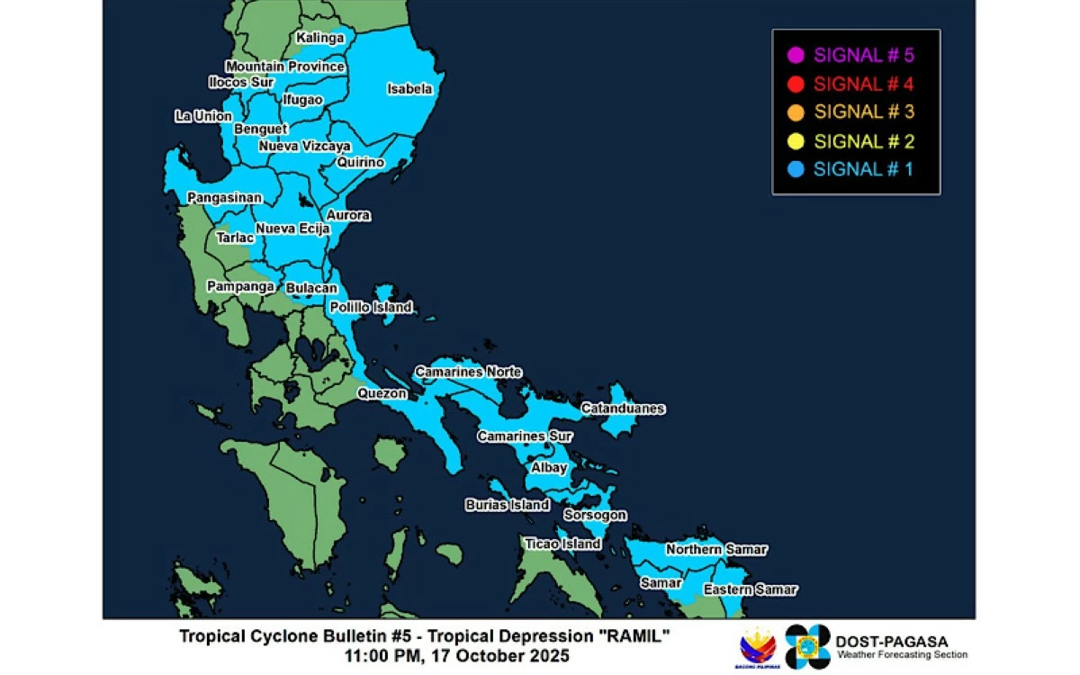26 Luzon, Visayas areas under Signal No. 1 as 'Ramil' moves closer to eastern Luzon
