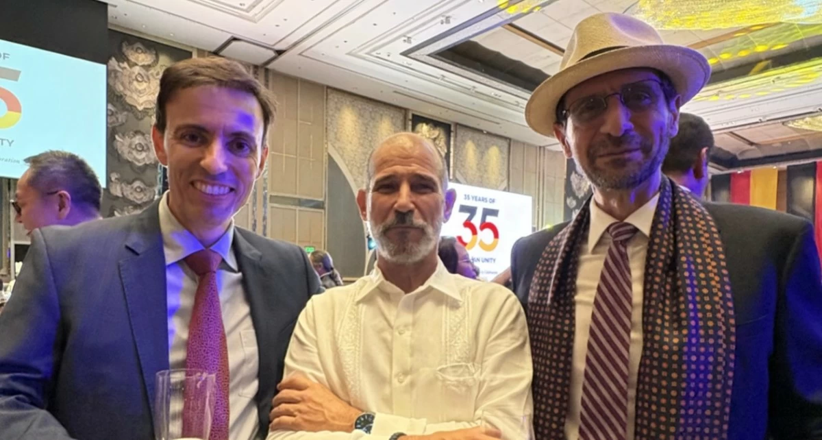Gerson Cruz Gimenes of the Embassy of Brazil with Ambassador Miguel Utray Delgado of the Embassy of Spain and Ambassador Mounir Y.K. Anastas of the Embassy of Palestine