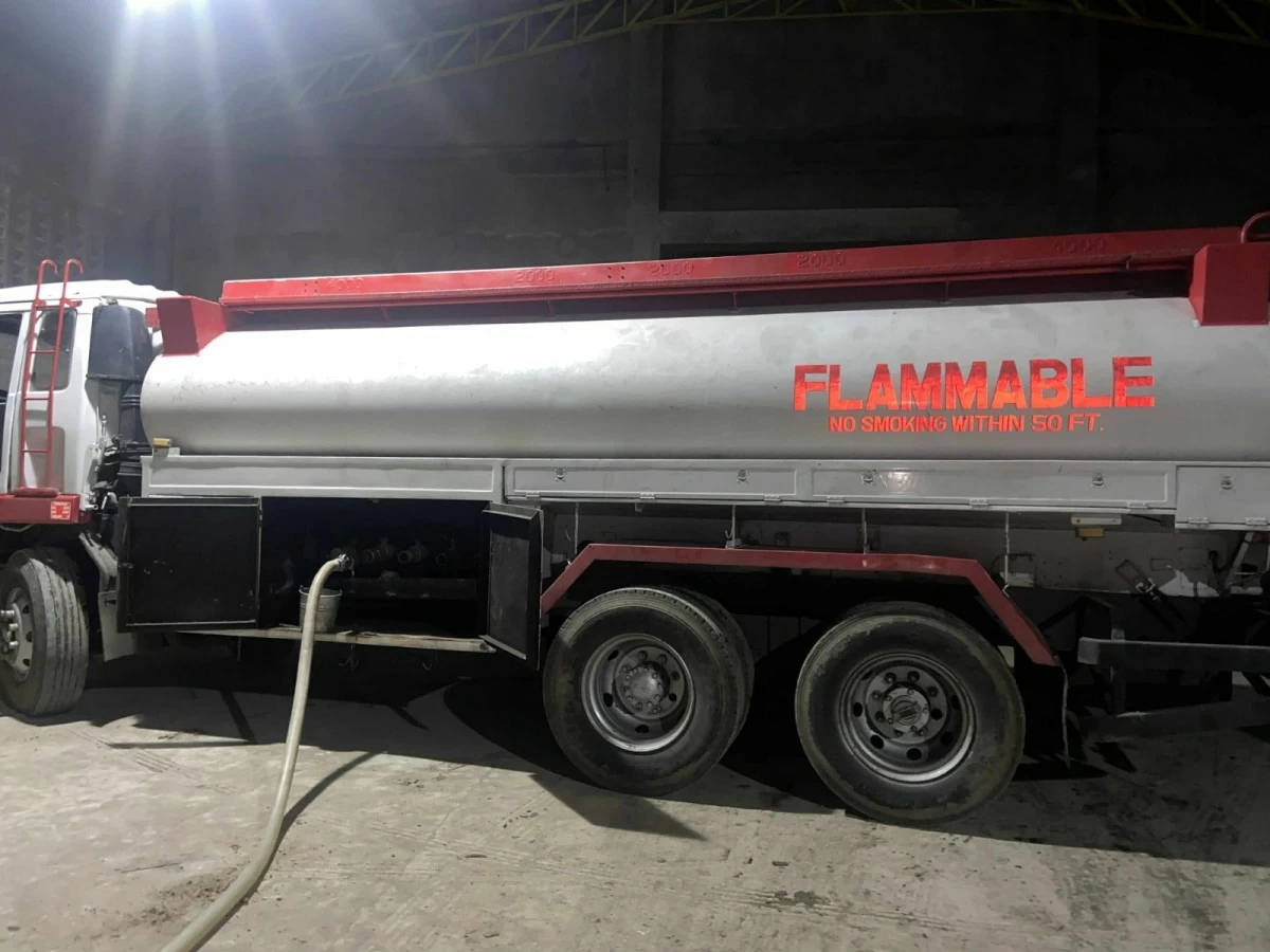 Police caught three people while unloading methanol from this oil tanker during an anti-petroleum pilferage in Candelaria, Quezon. (photo: PNP)