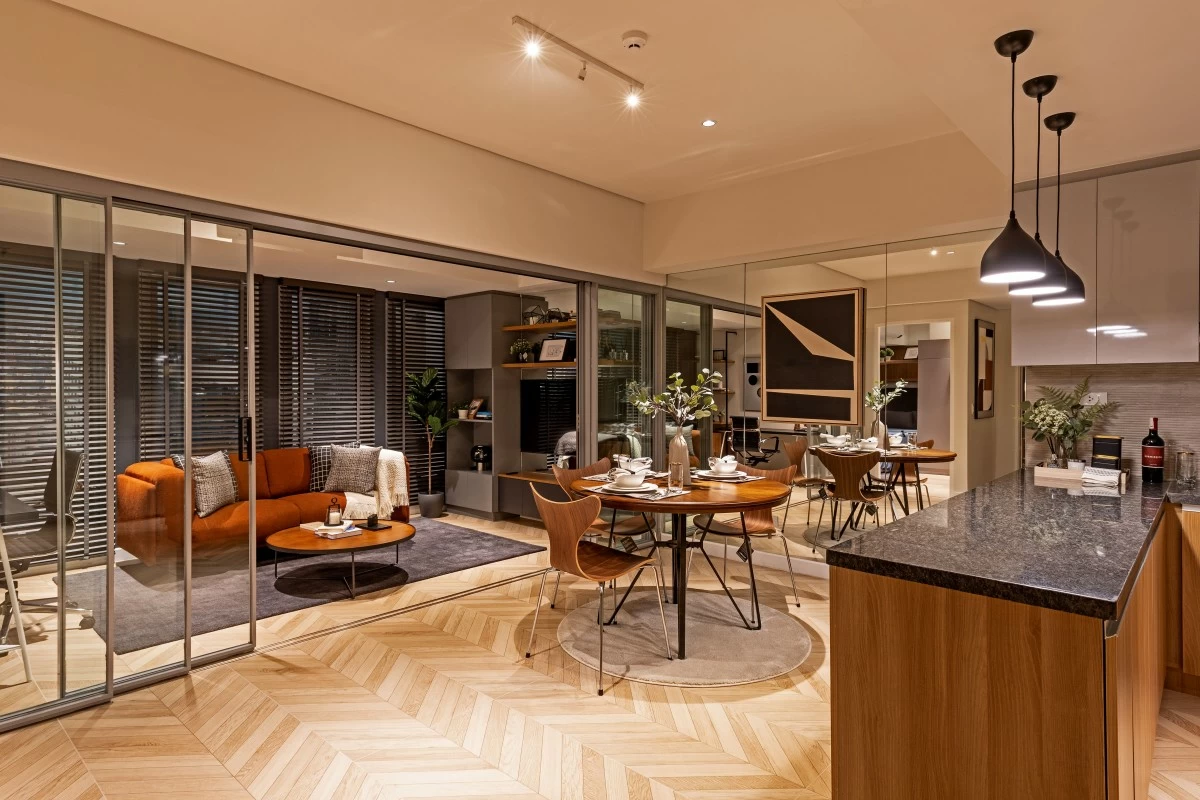 One-bedroom flex suite model unit