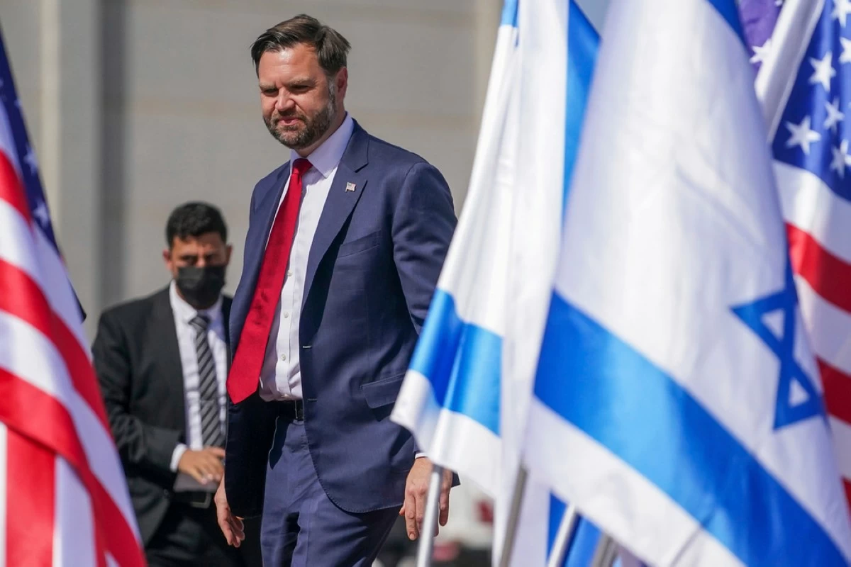 Vice President J.D. Vance arrives at Ben Gurion airport in Tel Aviv, Israel, Tuesday, Oct. 21, 2025. (Nathan Howard/Pool Photo via AP)