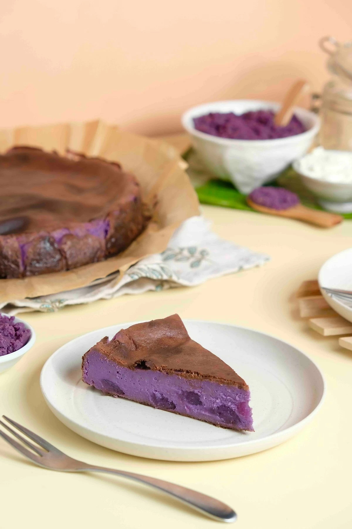 PURPLE PERFECTION The Ube Halaya Burnt Cheesecake marries real ube halaya and velvety creaminess in every slice.