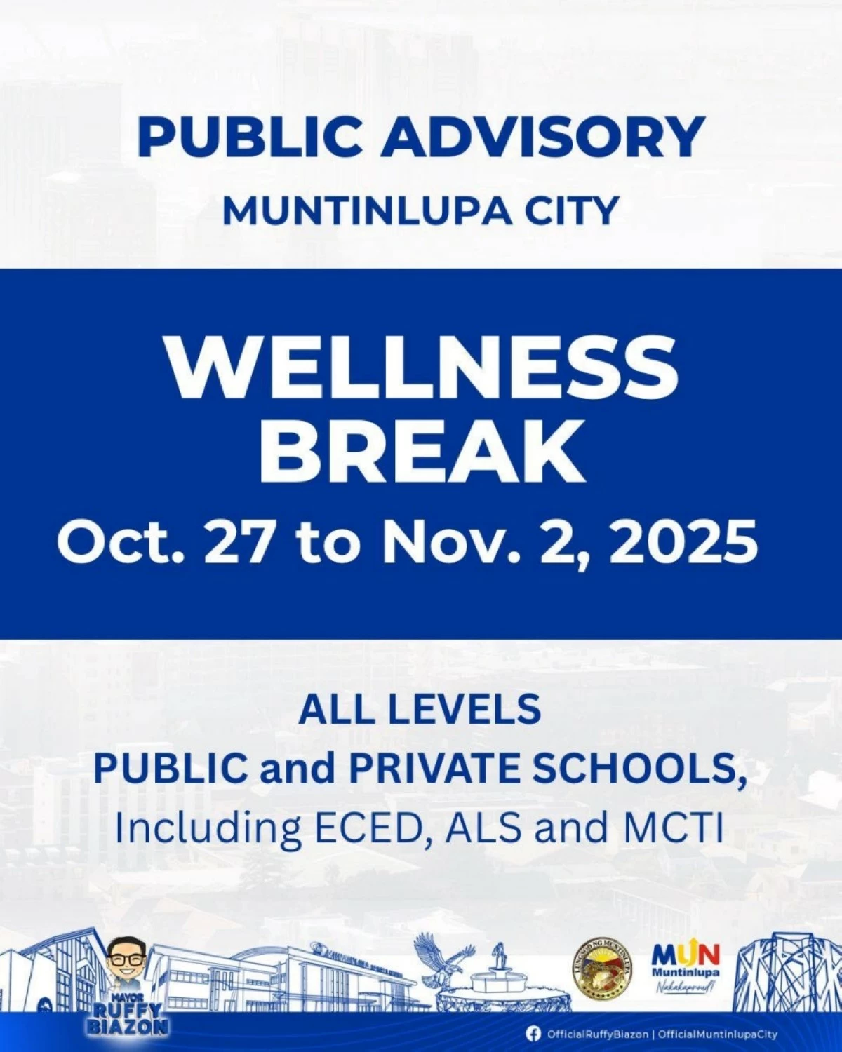 The announcement by Muntinlupa Mayor Ruffy Biazon (Photo from Mayo rBiazon's Facebook account) 