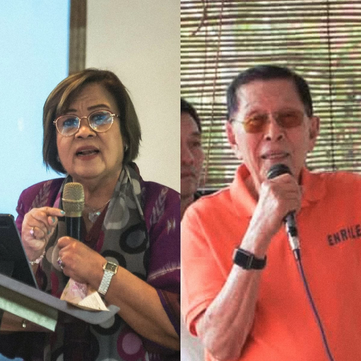 Mamamayang Liberal Party-list Rep. Leila de Lima (left), Chief Presidential Legal Counsel Juan Ponce Enrile (Facebook)