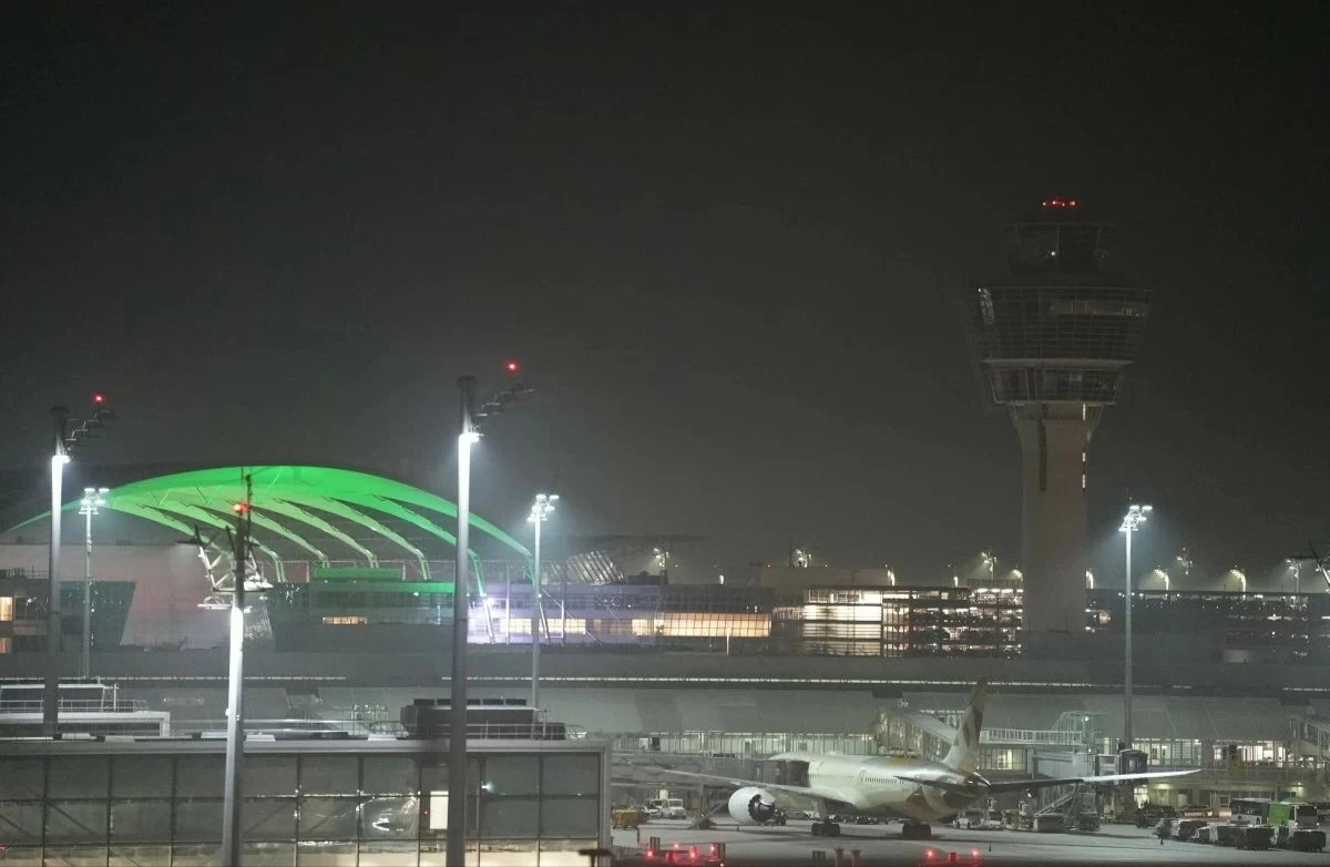 This photo shows Munich Airport, Germany Friday, Oct. 3, 2025. (Ehsan Monajati/dpa via AP)