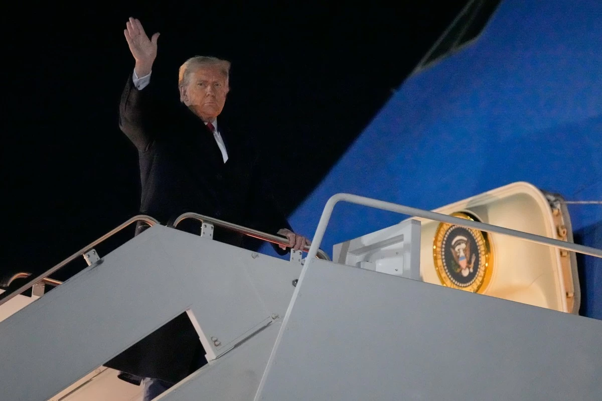 PRESIDENT Donald Trump waves as he boards Air Force One, Friday, Oct. 24, 2025, at Joint Base Andrews, Maryland, for a trip to Asia. (AP)