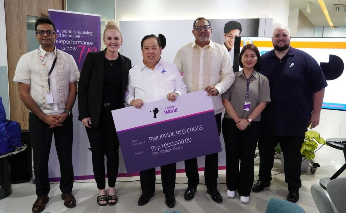 The Philippine Red Cross received a P1 million donation from TP in the Philippines (formerly Teleperformance) to support earthquake-hit communities through relief and recovery operations. (Photo from PRC)