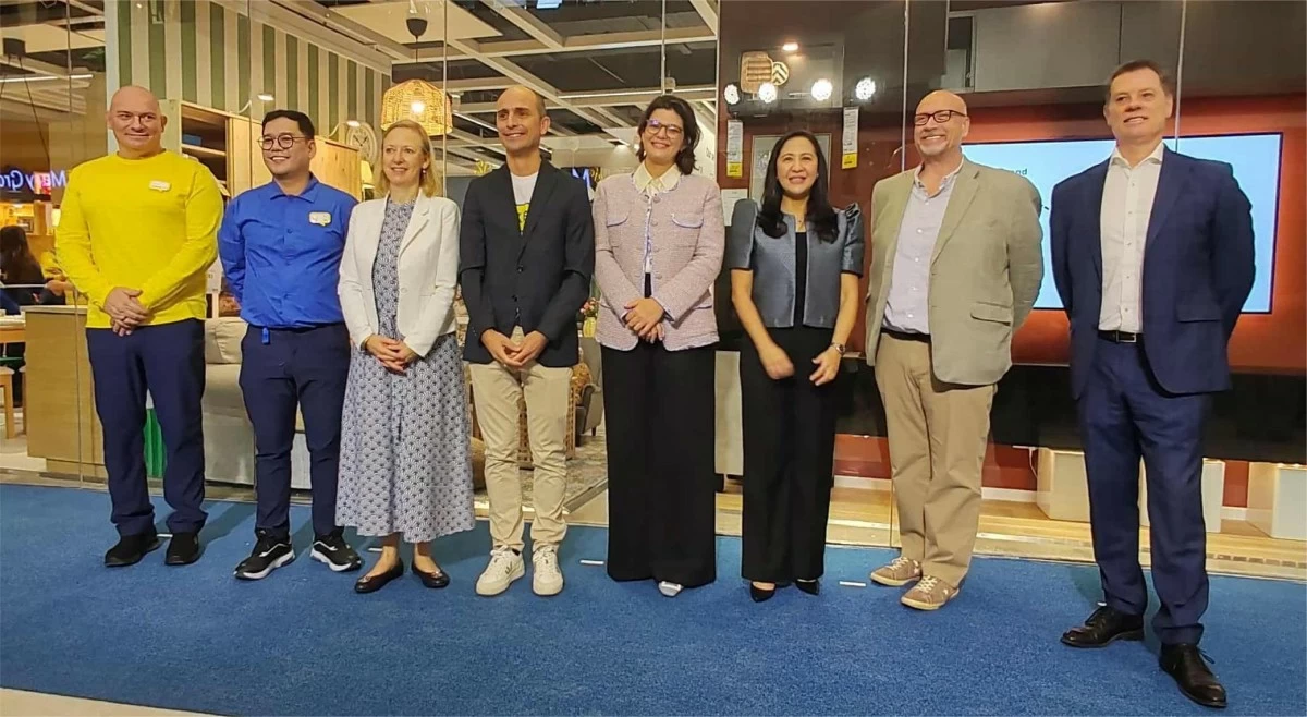 Daniel Rivero, IKEA Philippines store manager; Gelo Gacad, IKEA Plan and Order shop manager; Ambassador Anna Ferry of the Embassy of Sweden; Ricardo Pinheiro, IKEA country retail manager; Mariana Zobel de Ayala, Ayala Land Inc. senior vice president and head of Leasing and Hospitality; Mayor Joy Belmonte of Quezon City; Paul Birkett, Ayala Malls chief operating Officer; and Nathan Clark, Ayala Malls head of leasing
