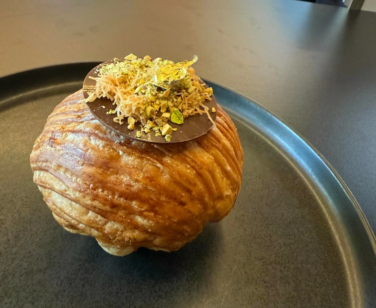 PISTACHIO TWIST The Green Forest is Chef Nouel’s take on the German classic Black Forest, but with his signature Dubai twist.