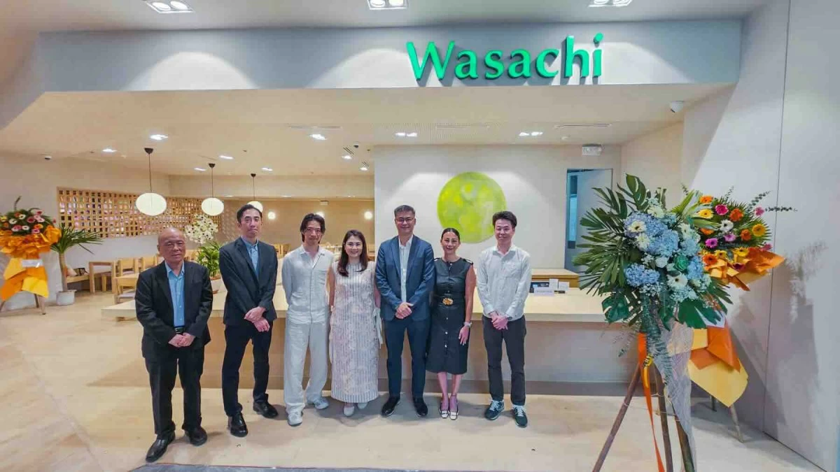 At the opening of Fully Booked x Kinokuniya Power Plant Mall: From left, Hiroyoshi Kageyama, director of Kinokuniya Thailand; Satoshi Ito, general manager of Kinokuniya Company; Takuma Yamanaka, founder of Wasachi; Chris Daez, PR director of Fully Booked; Jaime Daez, managing director of Fully Booked; Christine Tan Coqueiro, vice president for retail at Rockwell Land Corp.; and Hiroyasu Soeya, owner of Dreams Global Trading Manila Inc.