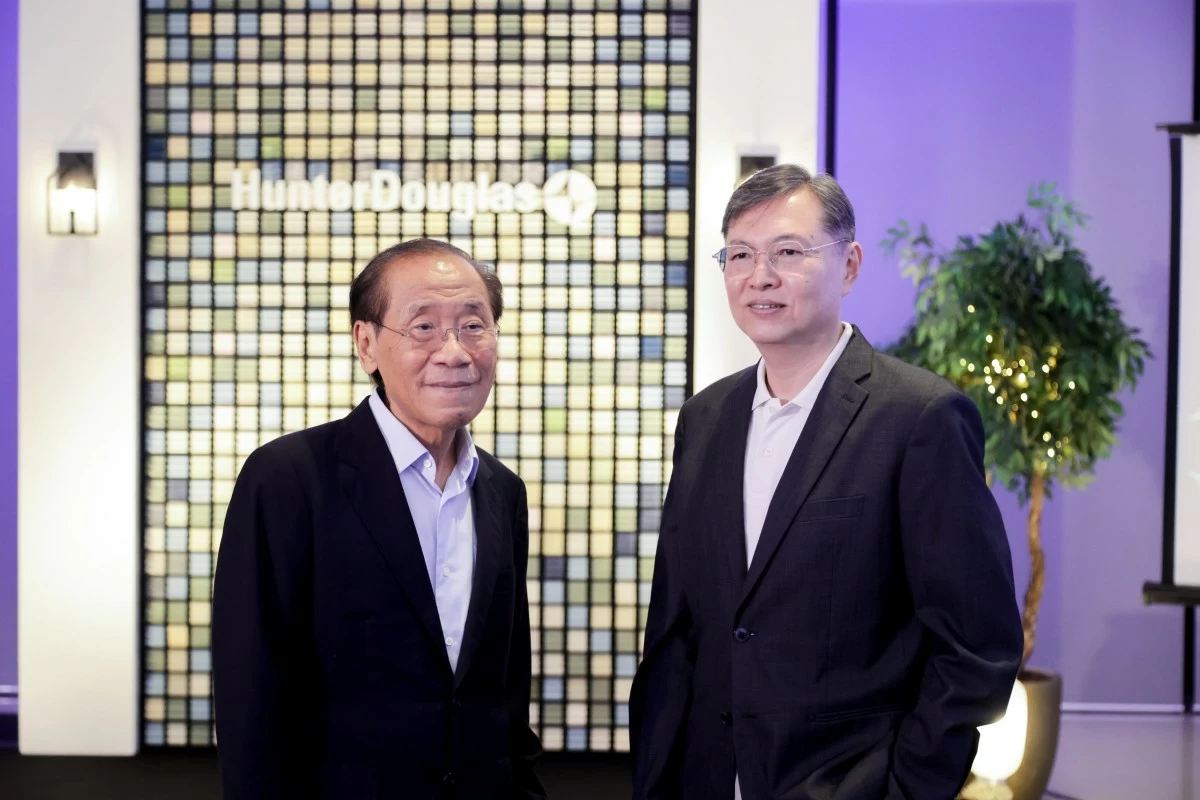 Steve Sy, president of Focus Global Inc. with Henry Chan, Hunter Douglas general manager for window fashions division