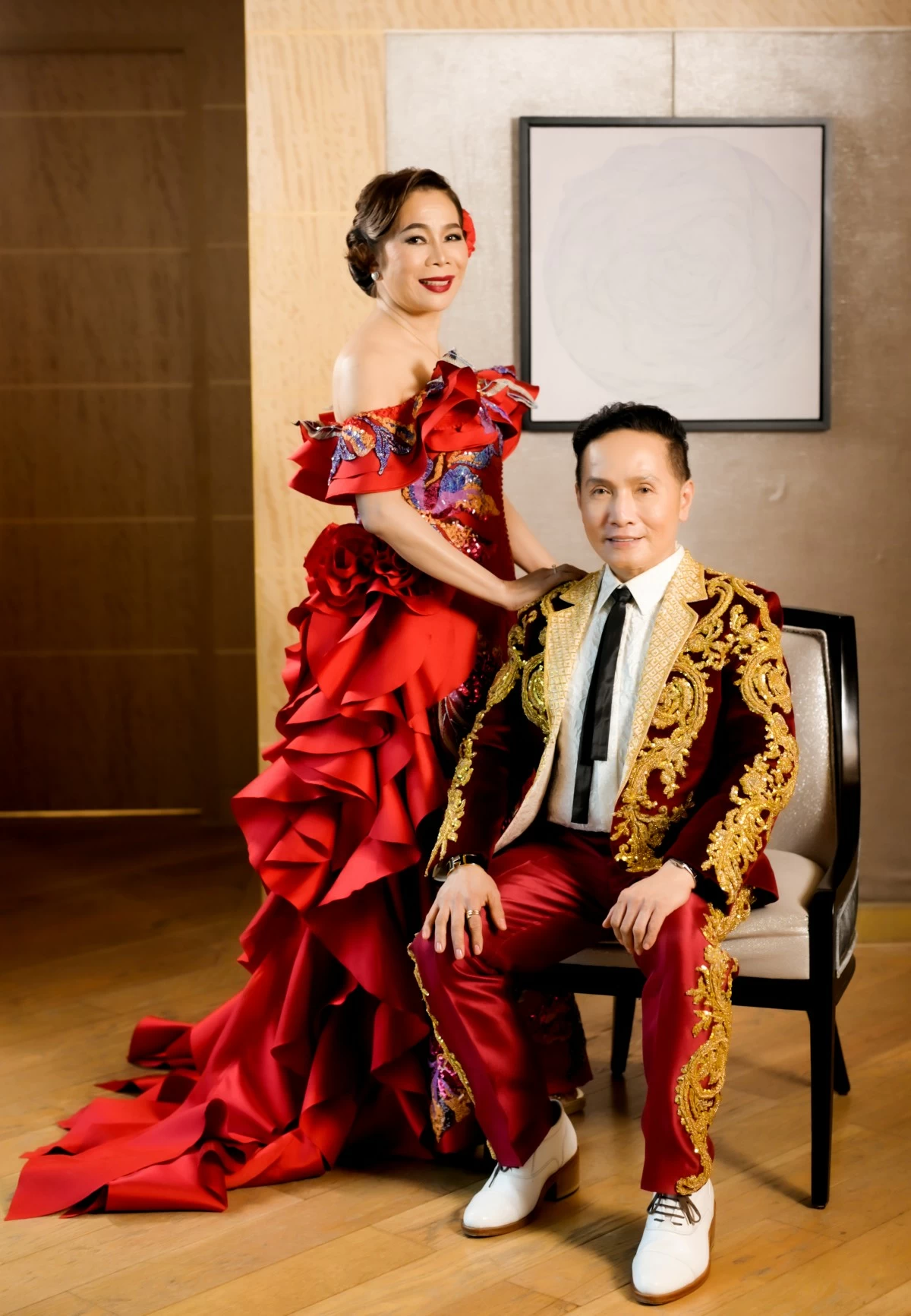 Dr. Ma. Daisy Tabuena in Bo Parcon creation and Dr. Rollin Tabuena as Ambassadors for Life in Renee Salud
