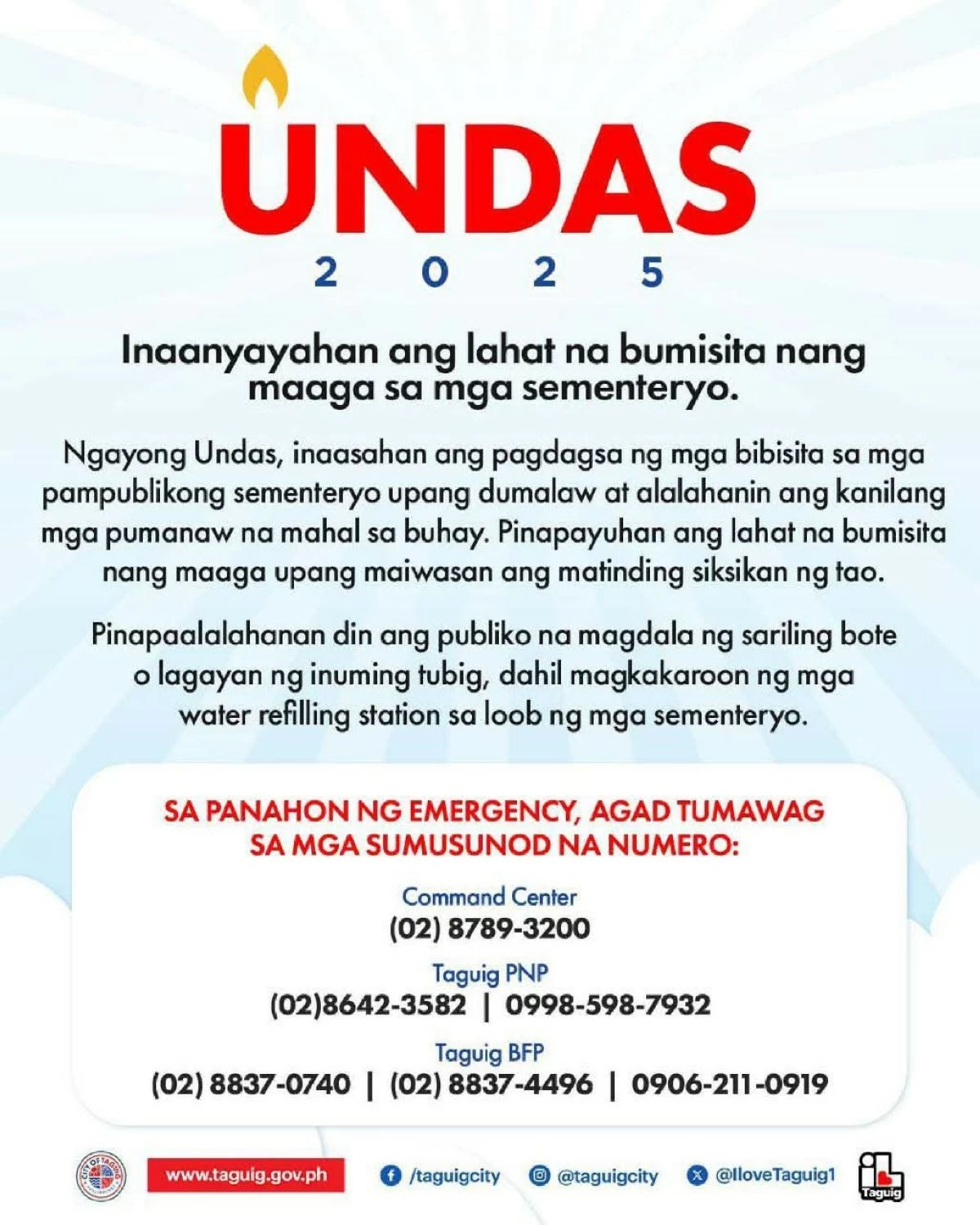 Advisory of the Taguig City government for Undas 2025 (Photos from the Taguig City government) 