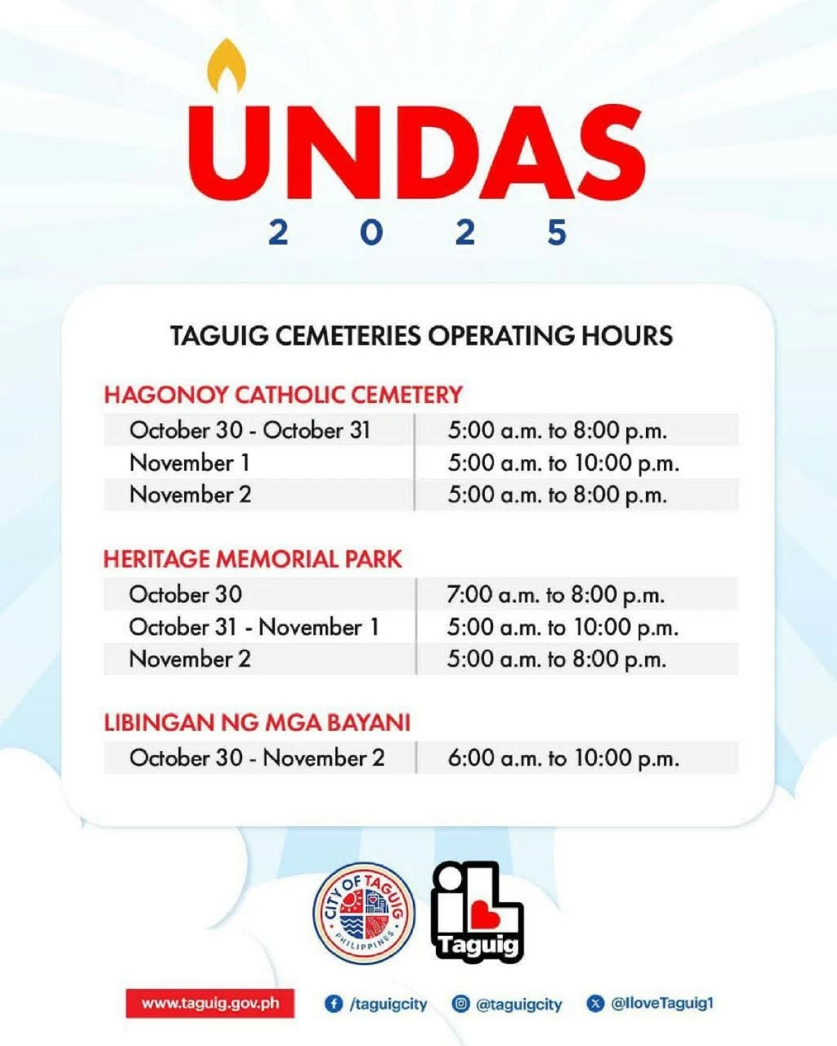 Advisory of the Taguig City government for Undas 2025 (Photos from the Taguig City government) 