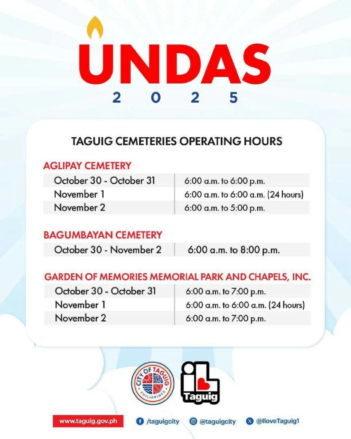 Advisory of the Taguig City government for Undas 2025 (Photos from the Taguig City government) 