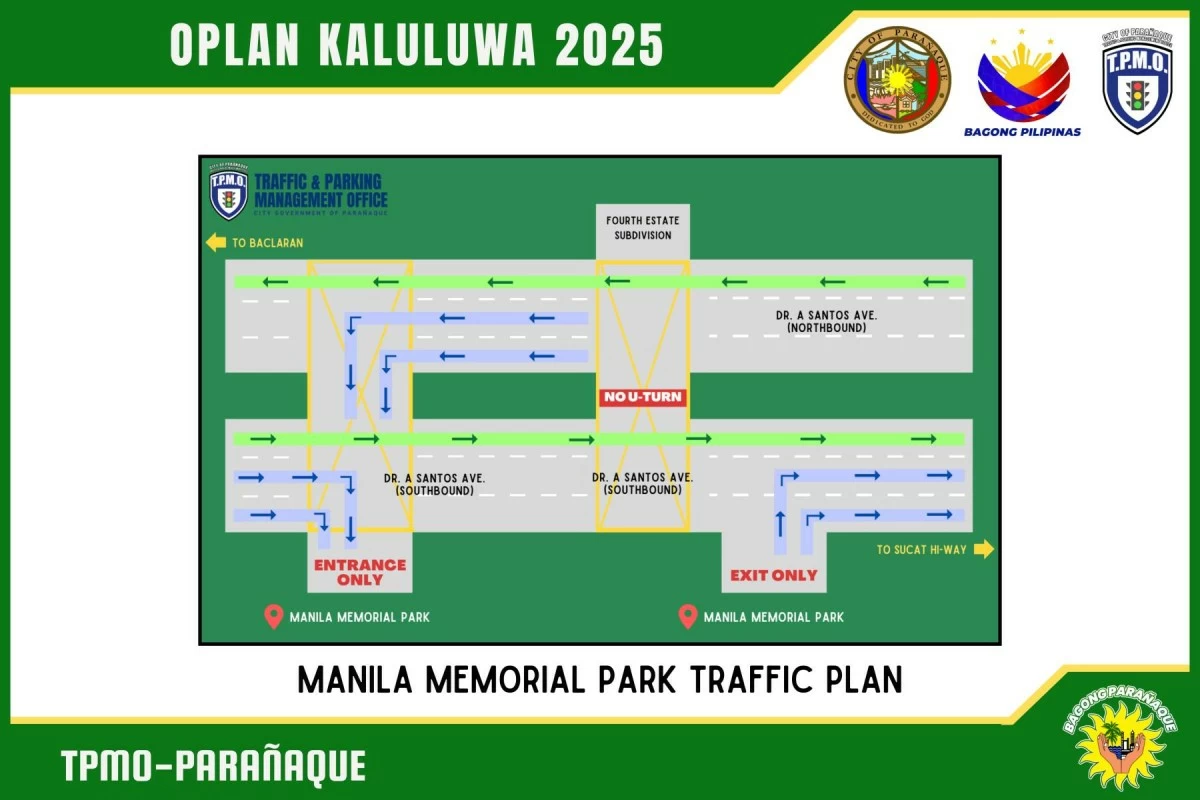 Traffic plan at Manila Memorial Park (Photo from Parañaque PIO)