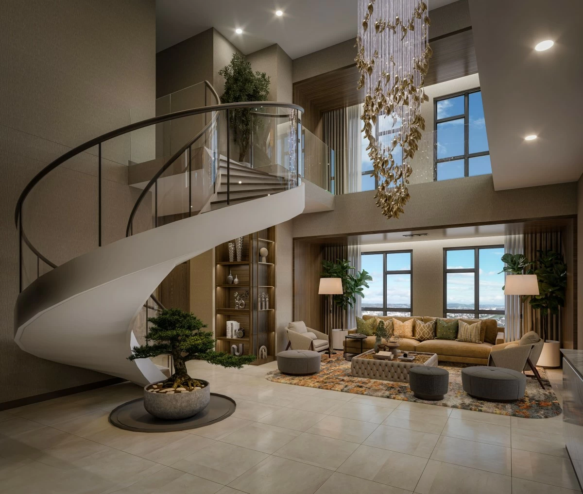 Le Pont Residences has penthouse units with a curved staircase
