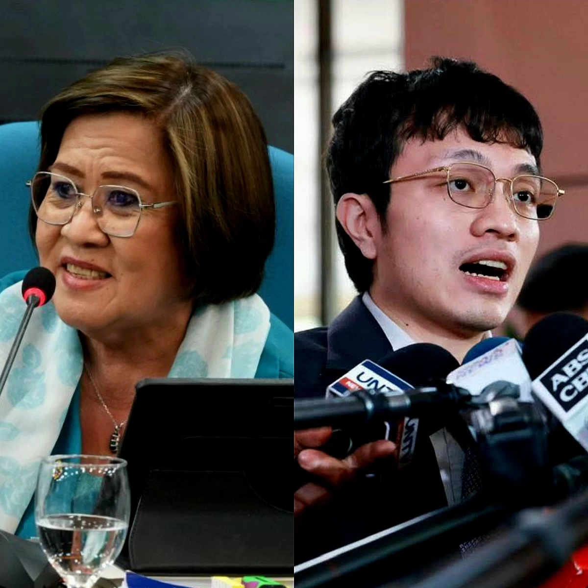 Mamamayang Liberal (ML) Party-list Rep. Leila de Lima (left), Cavite 4th district Rep. Francis "Kiko" Barzaga (PPAB, Facebook)