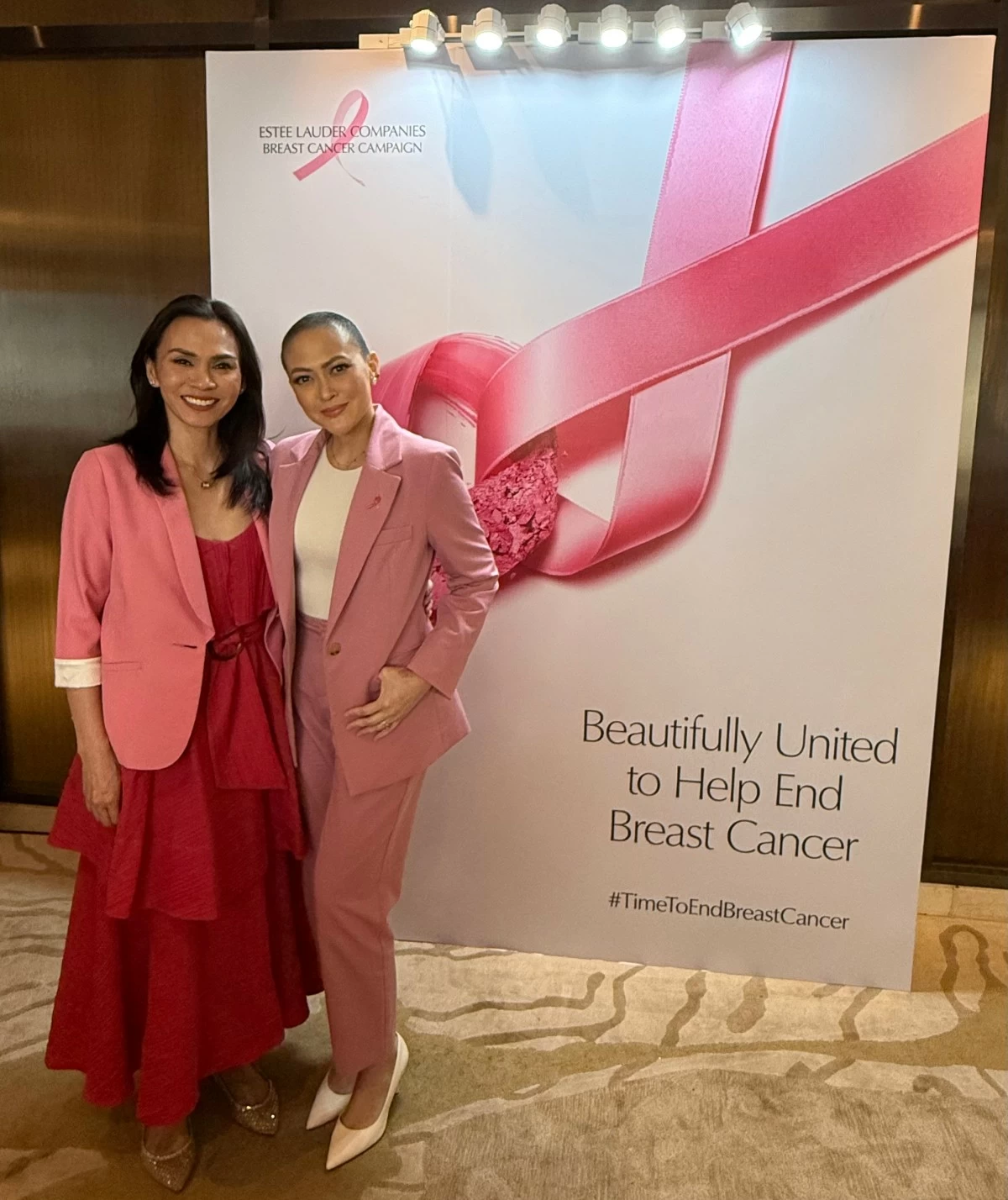 Issa Litton with her sister, Cesca Litton-Kalaw at the Estee Lauder #TimeToEndBreastCancer event. 