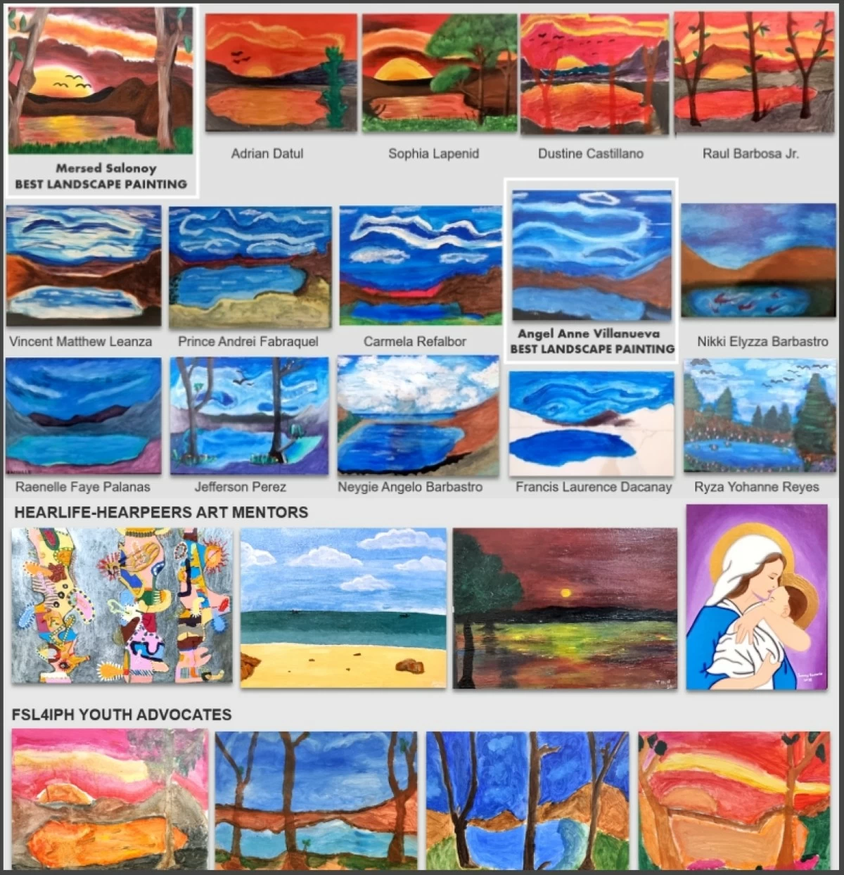 Landscape paintings during the DEAFinitely Creative Art Workshop (Photos from FSL4IPH)