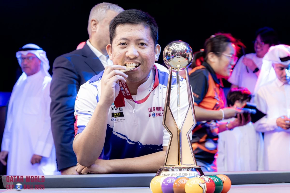 Jonas Magpantay makes his presence felt by winning the Qatar 10-ball title. (Qatar Open)