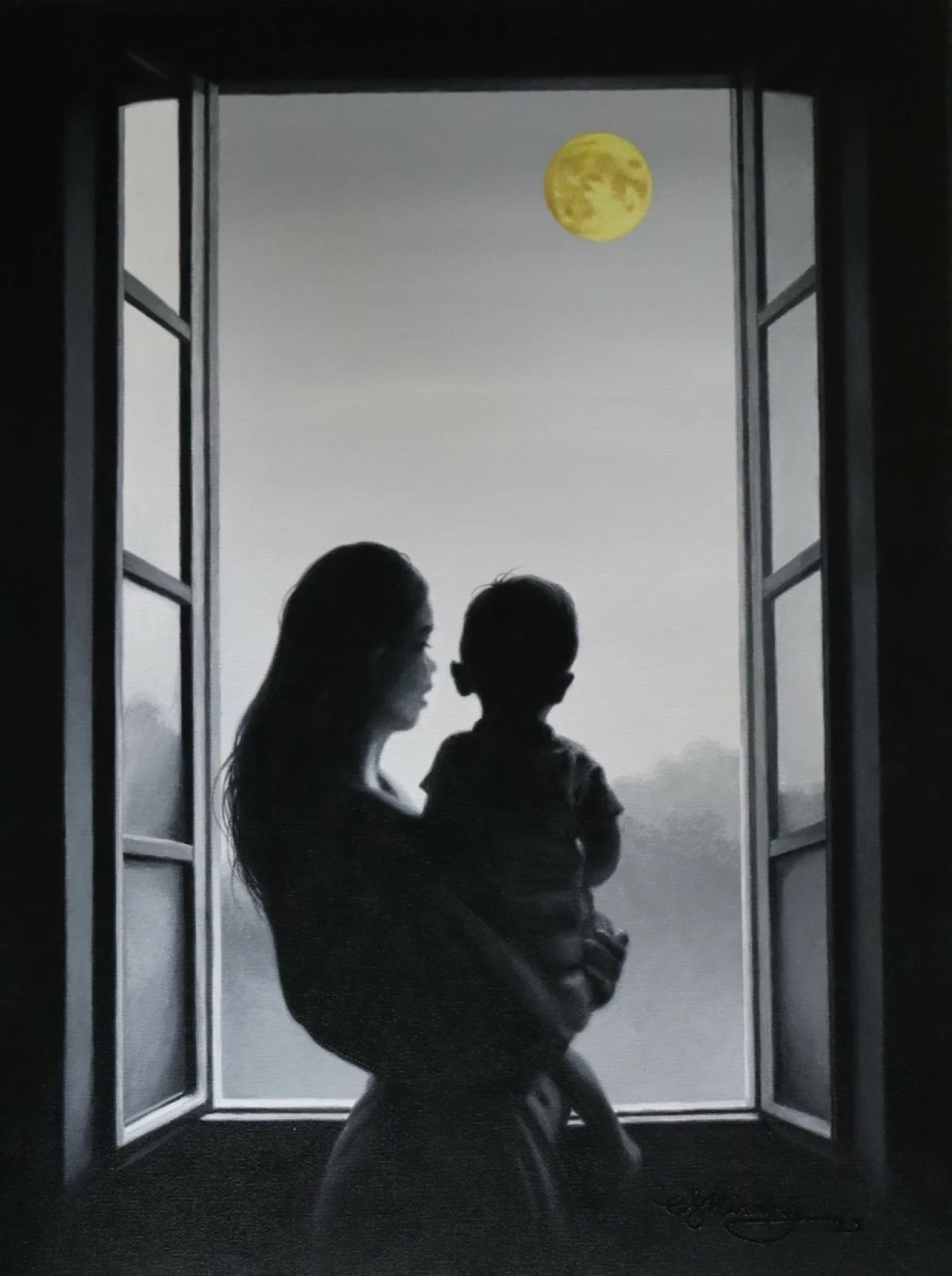 'DADDY'S HERE' 24x18 inches, acrylic on canvas