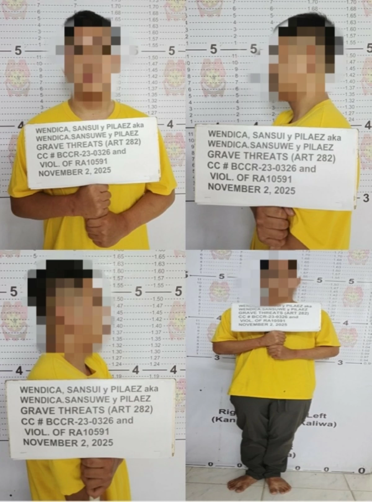 Sansui after his arrest. (Photo from Las Piñas City Police)