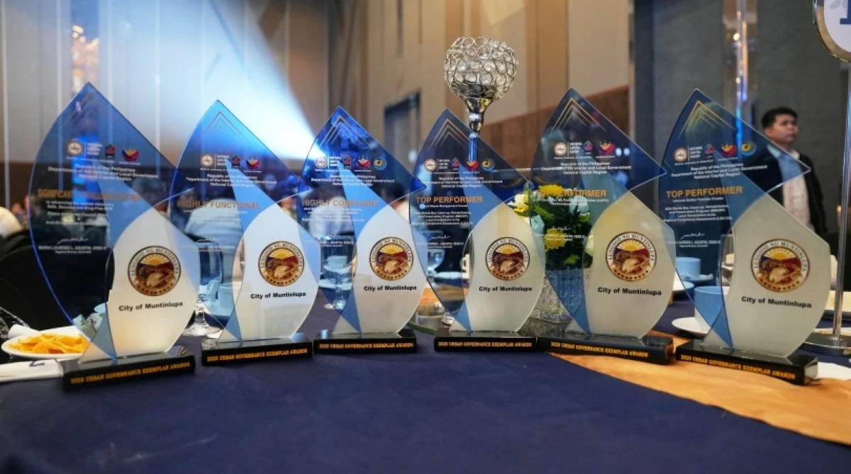 The awards received by the Muntinlupa City government at the DILG Urban Governance Exemplar Awards on Nov. 4 (Photo from Muntinlupa PIO)
