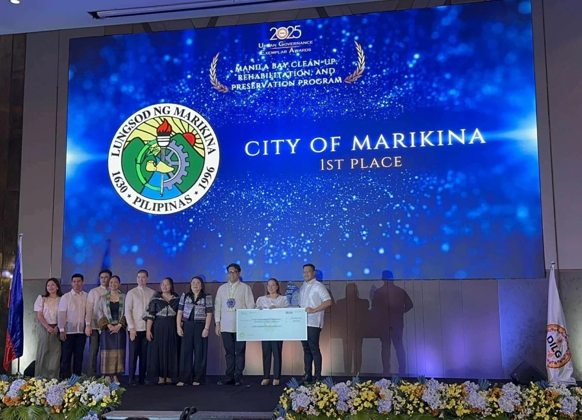 Officials from the Marikina City Government accept multiple awards from the Department of the Interior and Local Government (DILG) during the 2025 Urban Governance Exemplar Awards (UGEA) at Novotel, Quezon City, on Nov. 4, in recognition of the city’s exemplary performance in governance and public service. (Photos from Marikina LGU)