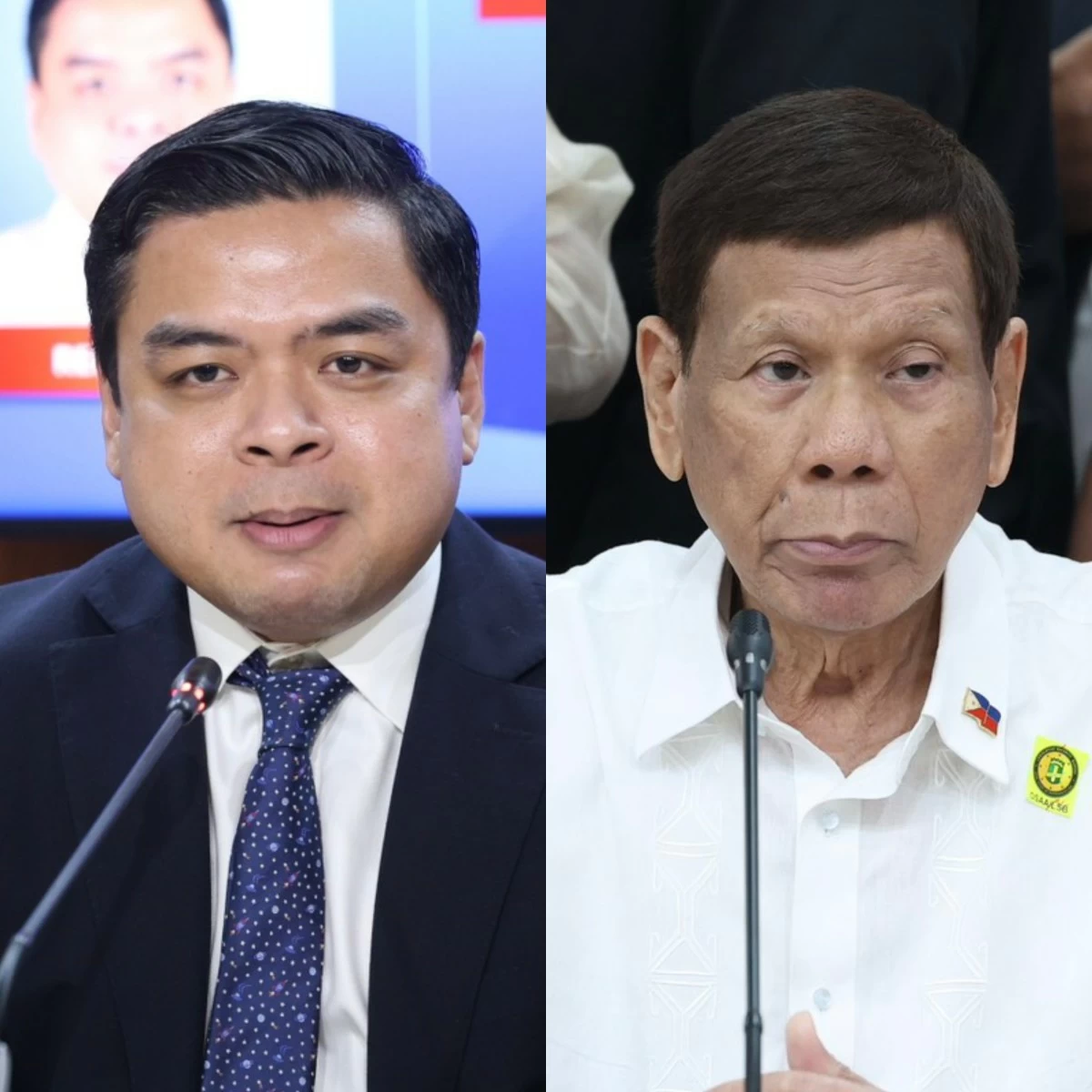 Bicol Saro Party-list Rep. Terry Ridon (left) former president Rodrigo Duterte (PPAB)