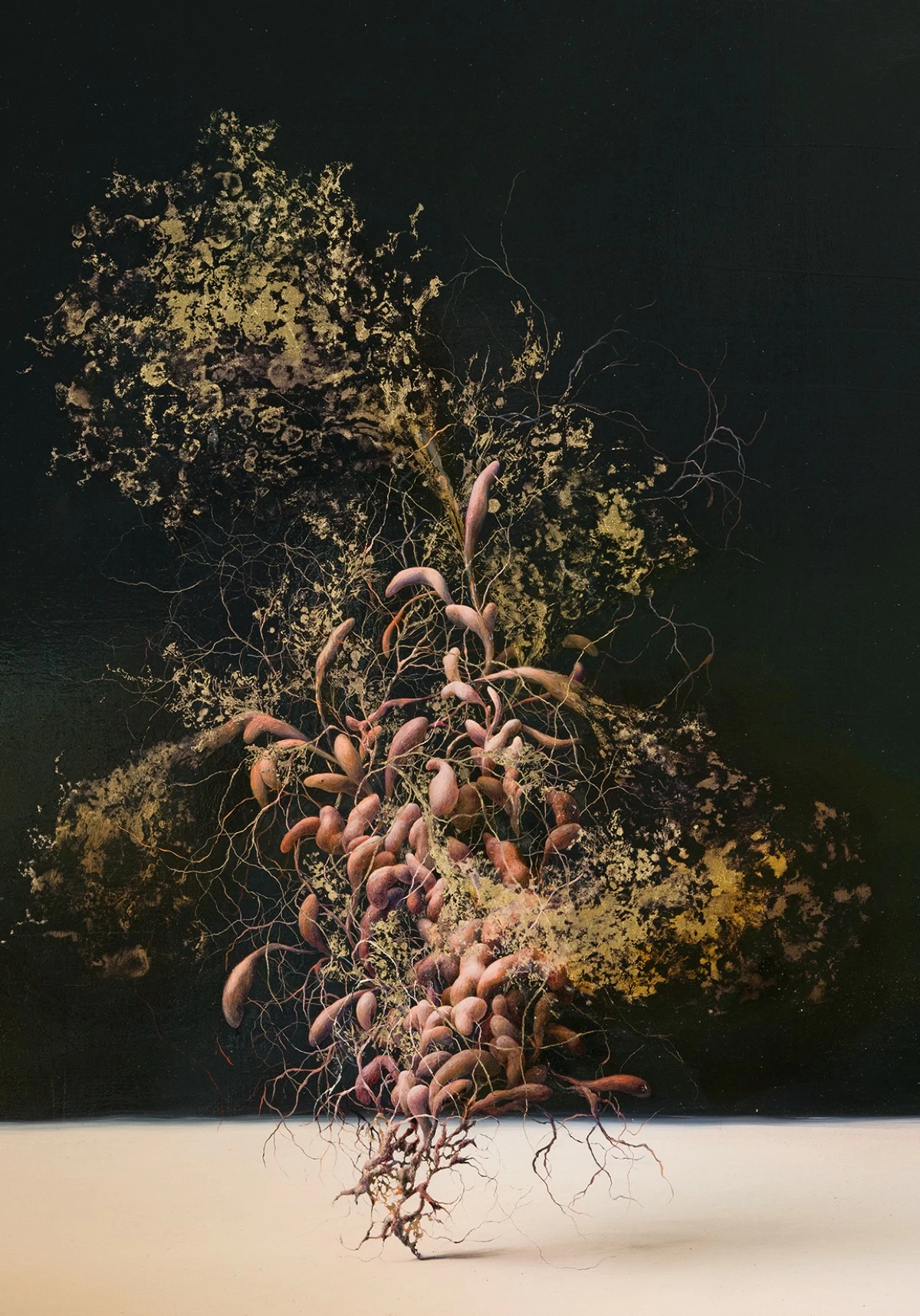 'CORPO D'ARIA' oil on gold leaf on epoxy resin on canvas, 39x31 in, 2025