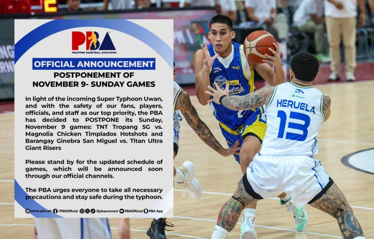 PBA postpones Sunday doubleheader due to Super Typhoon 'Uwan'