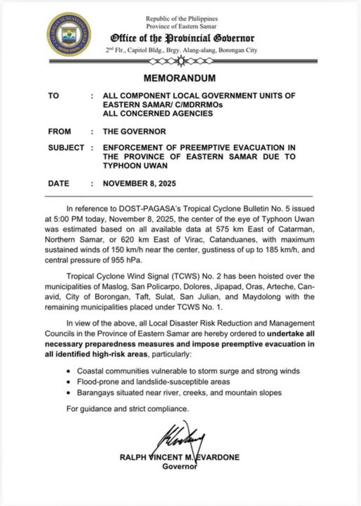 Eastern Samar gears up for typhoon