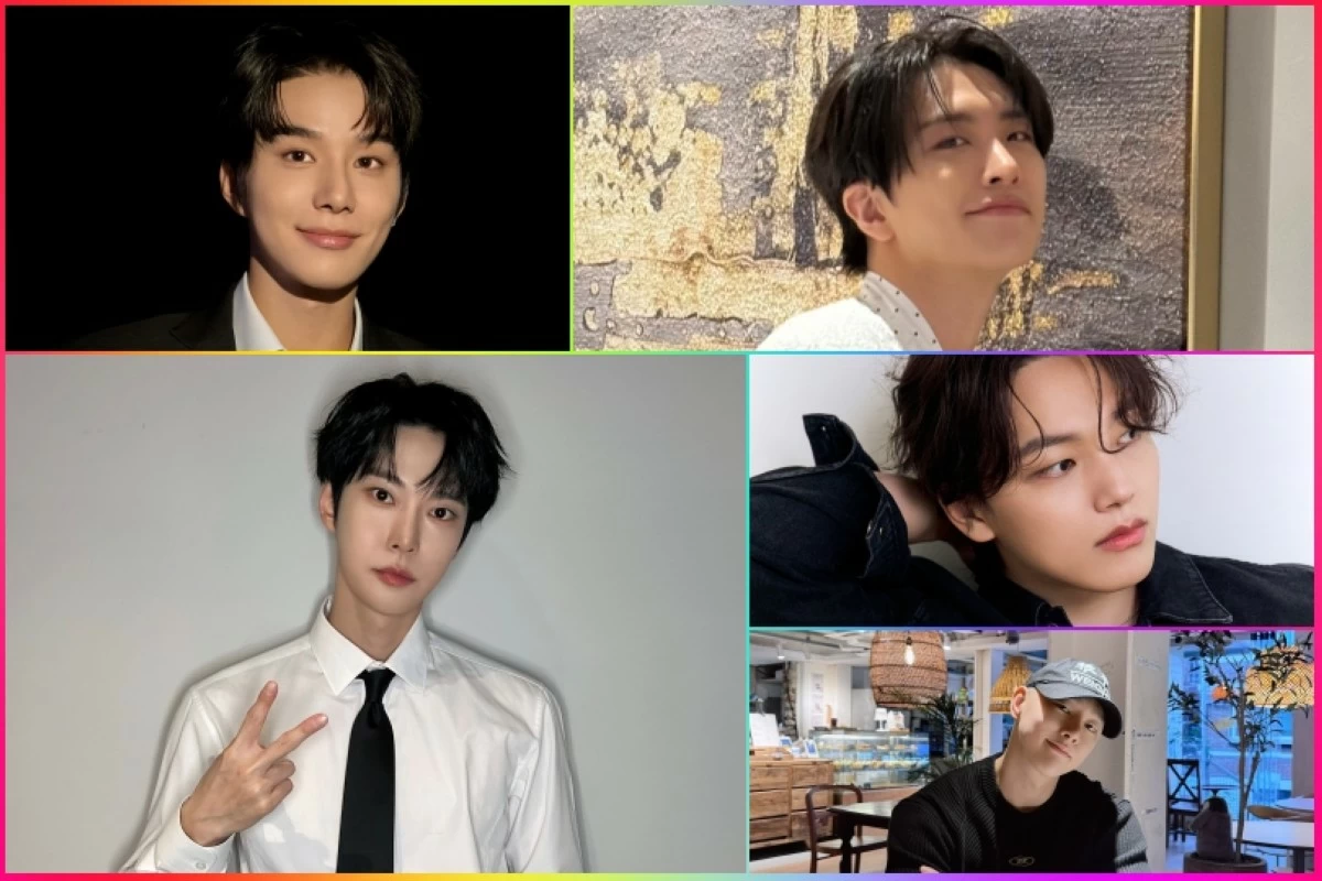 (Clockwise from top left) NCT 127's Jungwoo, GOT7's Youngjae, actor Yeo Jin-goo, actor Kwon Hyun-bin and NCT 127's Doyoung (Instagram, X) 