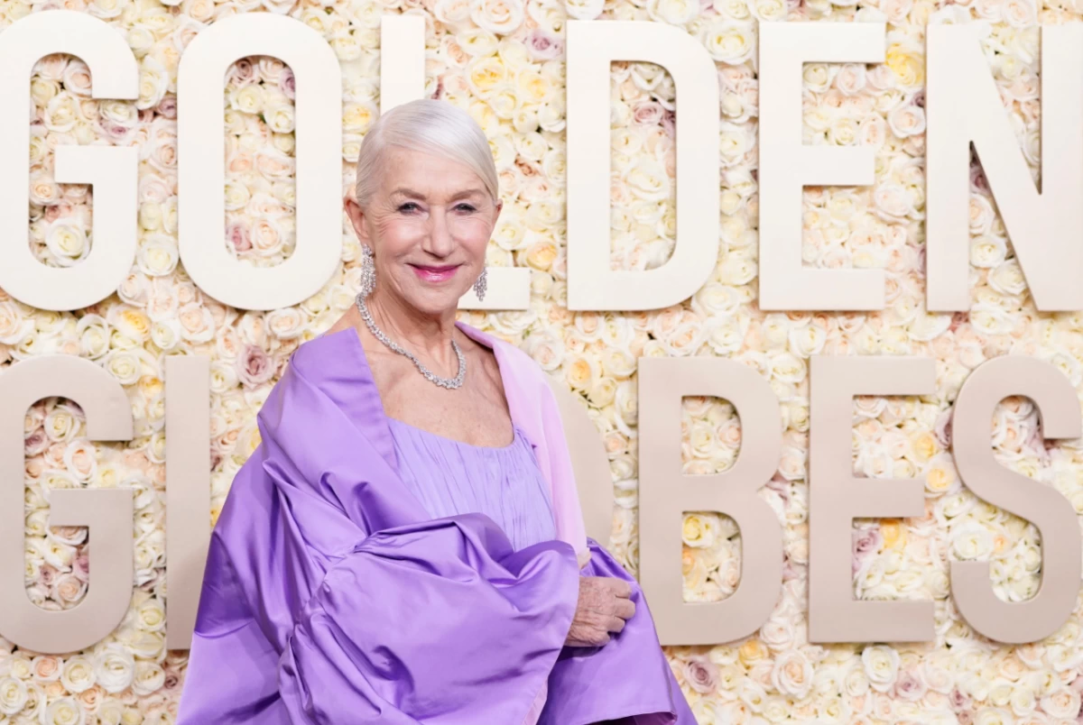 Helen Mirren arrives at the 81st Golden Globe Awards (AP)
