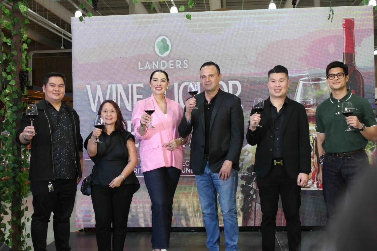 Serving cheers to everyone as the Landers Wine & Liquor Festival 2025 officially kicks off at Landers Vermosa. Evan Inocencio, senior buyer; Victoria Cue, division head; Ruffa Gutierrez; Landers Superstore CEO Bill Cummings; Landers VP for marketing and membership Kenneth Ocampo; and JC de Vera