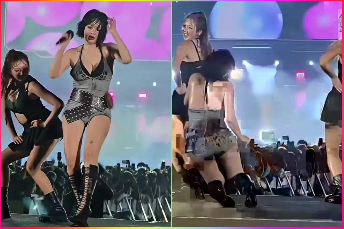 HyunA  fainting on stage while performing at Waterbomb Macao on Nov. 9 (Screenshots from Once Media account on YouTube)  