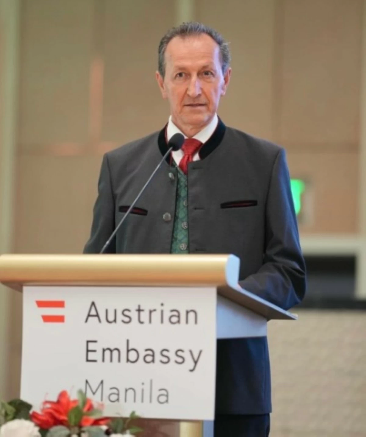 Ambassador Johann Brieger of the Embassy of Austria delivers his welcome message.