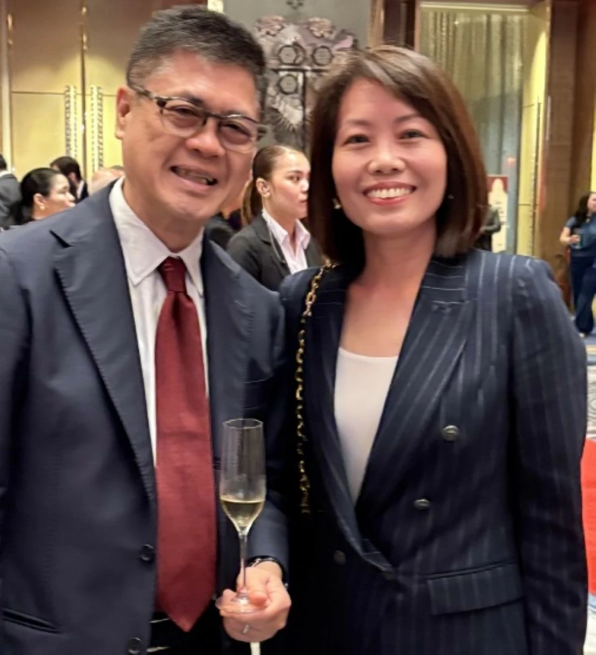 Romeo R.M. Co Jr., SVP and head of financial institutions and international desks, institutional banking group of BDO, with Ambassador Constance See of the Embassy of Singapore.