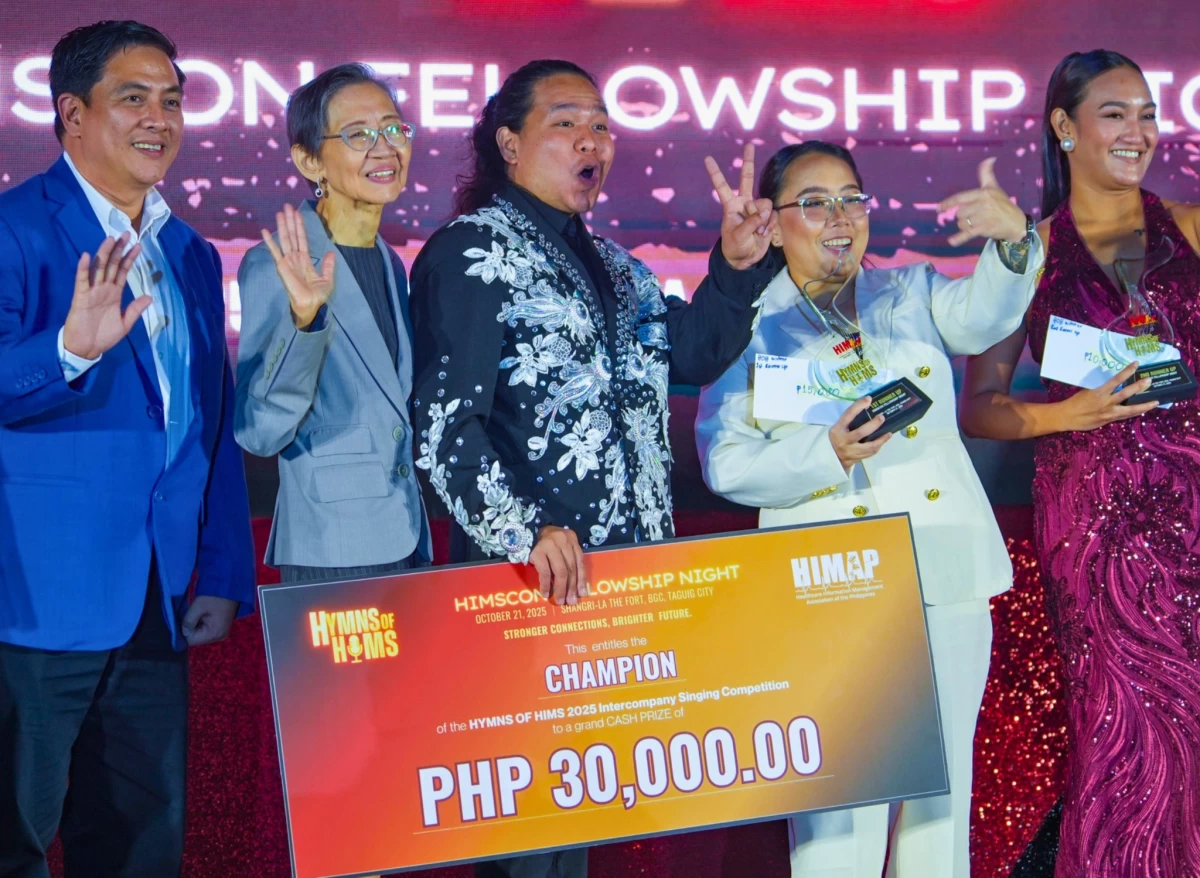 VISAYA's Reginald Ivan Tayko was named the first Hymns of HIMS champion during Fellowship Night at Shangri-La The Fort, receiving a PHP 30,000 prize with HIMAP leaders onstage.