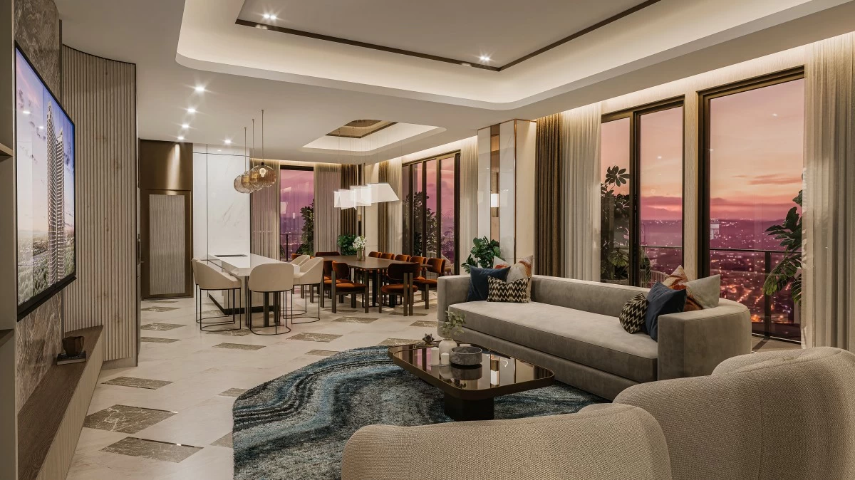 Le Pont Residences has its own executive function villas located at the 51st floor of Tower 2, perfect for gatherings. (Artist's perspective)