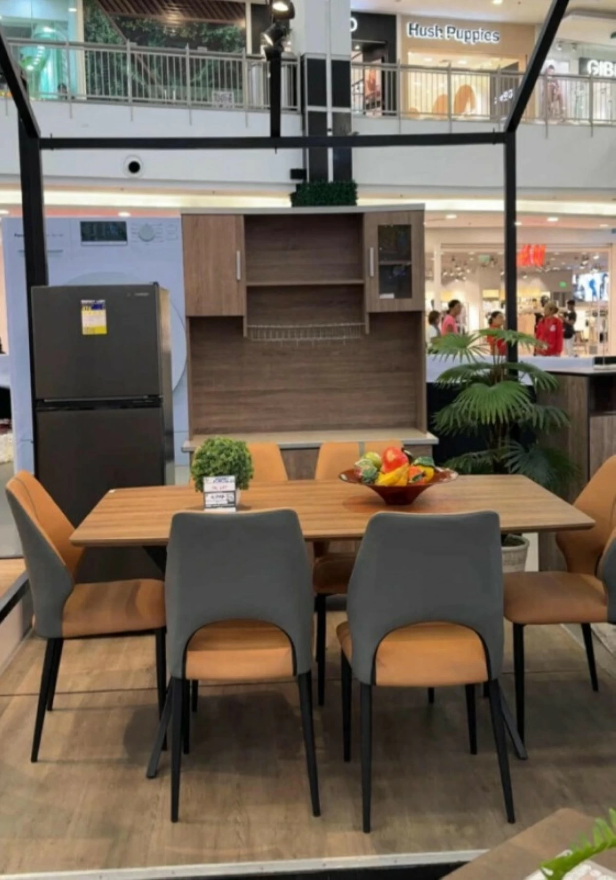 Panasonic appliances and Addessa furniture, set up to simulate customers’ kitchen or dining room at home.
