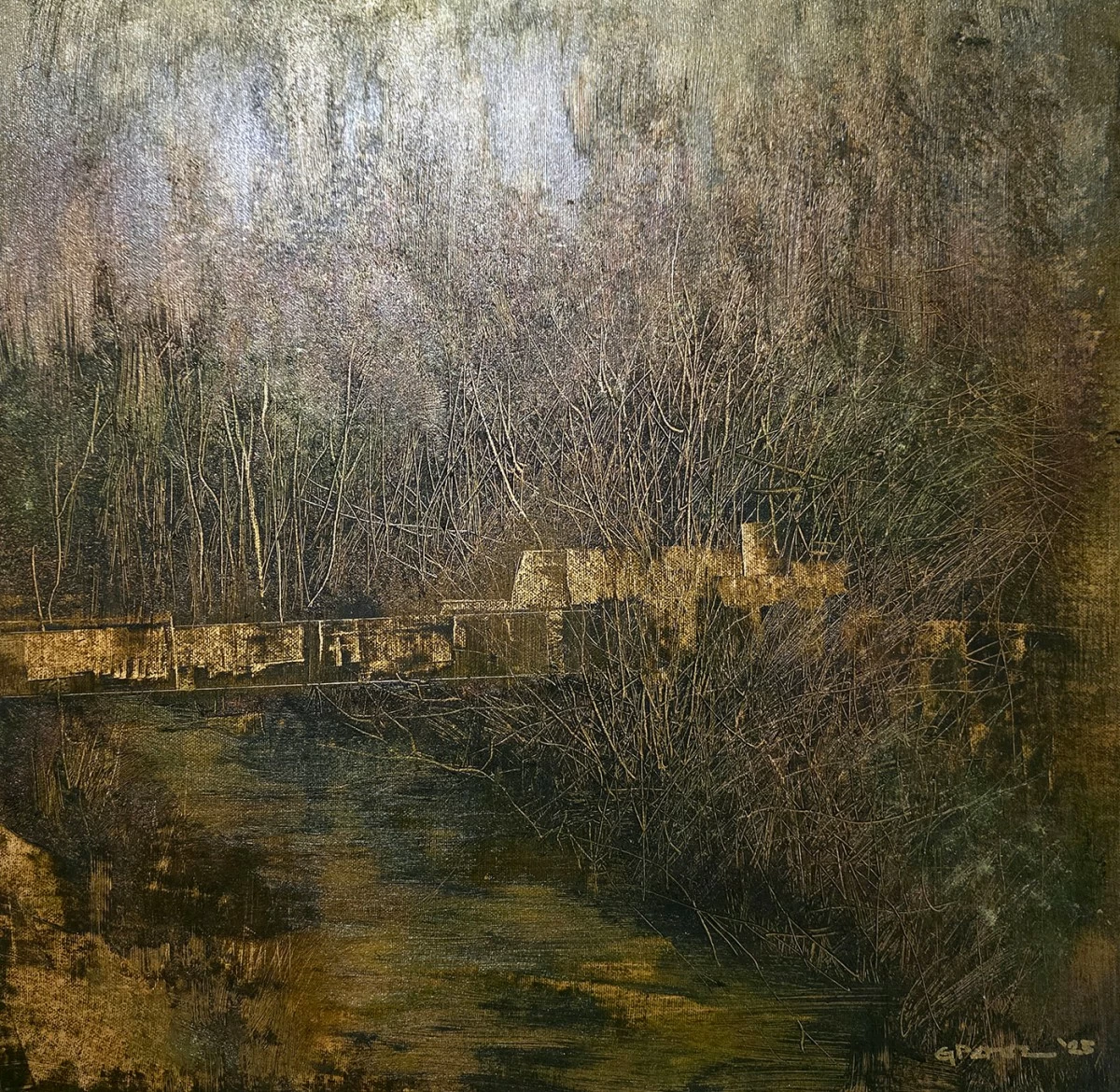 'WHEN NATURE MEETS DESIGN' acrylic and oil on canvas, 18x18 inches, 2025