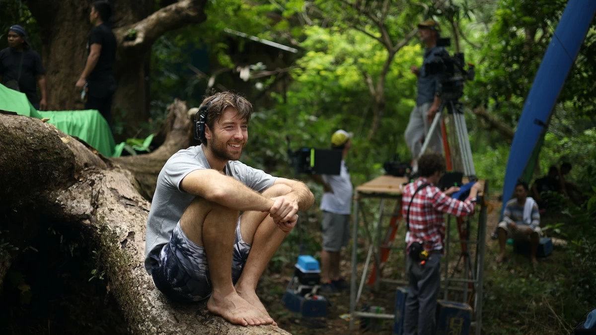 Morgan Knibbe on the set of 'The Garden of Earthly Delights'